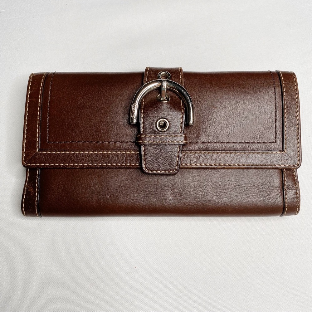 Coach Soho Dark Brown Leather TriFold Wallet